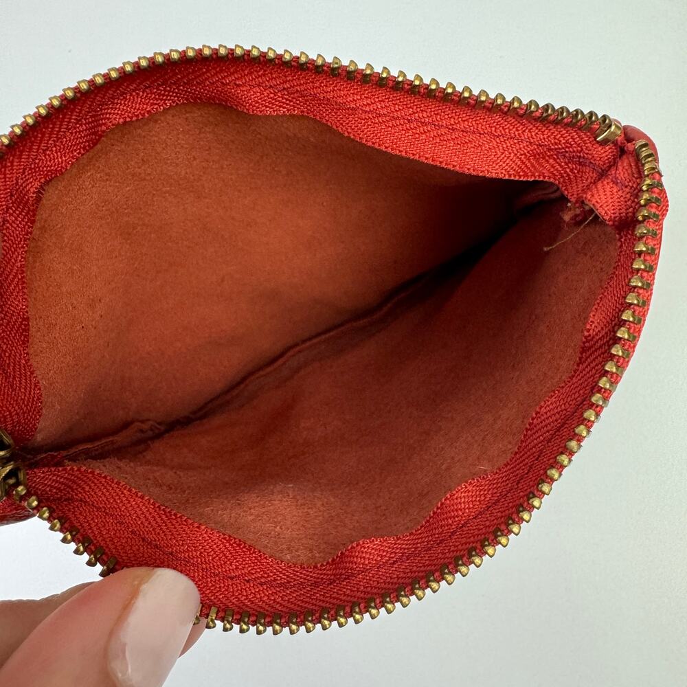 Vintage Burnt Orange Brick Handbag Pebbled Leather Casual Zip Pouch Size 6x5.25 - Picture 5 of 5